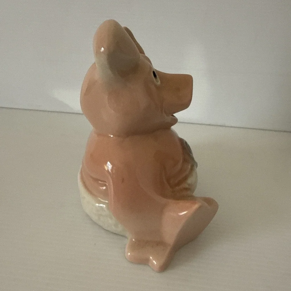 Vintage Nat West Porcelain Baby Piggy With Diaper Pin Bank Woody by Wade England